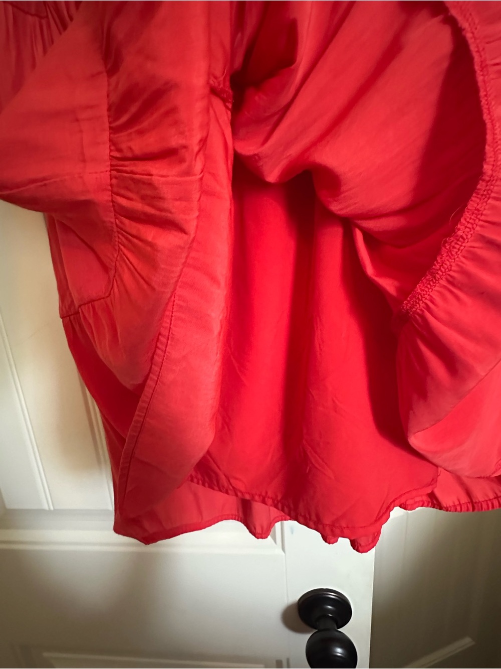 Ruffled V-Neck Tiered Mini Dress in Red - Picture 5 of 6